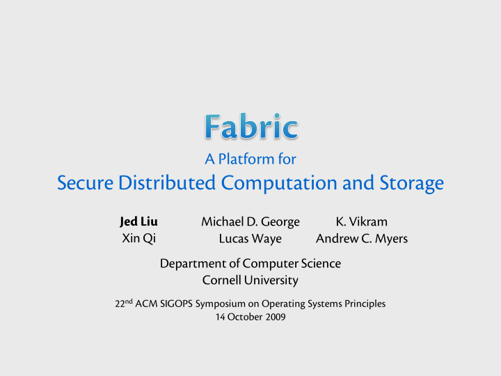 secure distributed computation and storage