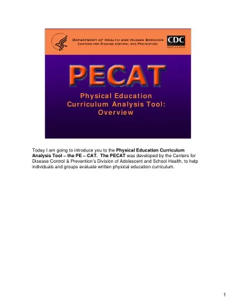 Physical Education  Physical Education  Curriculum  Analysis Tool:  Curriculum  Analysis Tool: