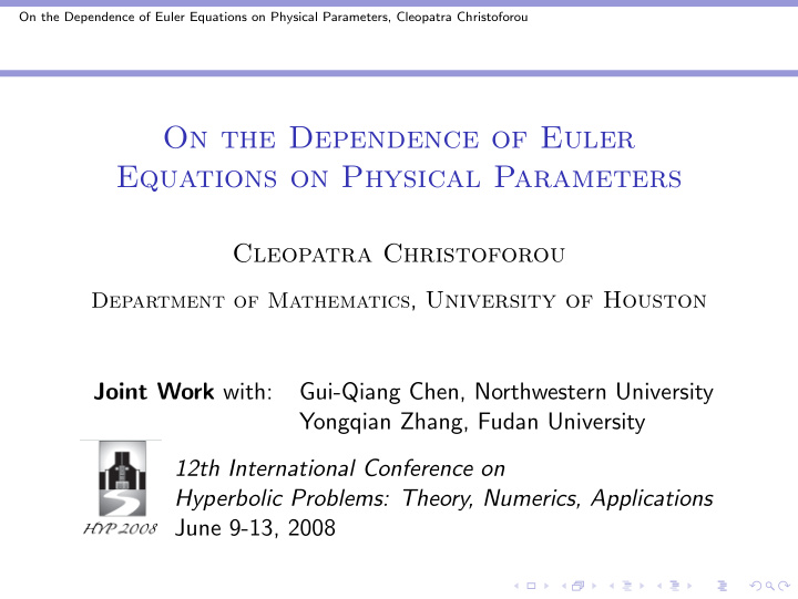 on the dependence of euler equations on physical