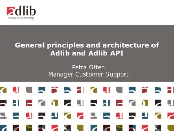 General principles and architecture of  Adlib and Adlib API  Petra Otten  Manager Customer Support