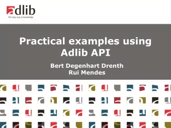 Practical examples using  Adlib API  Bert Degenhart Drenth  Rui Mendes  Practical examples using