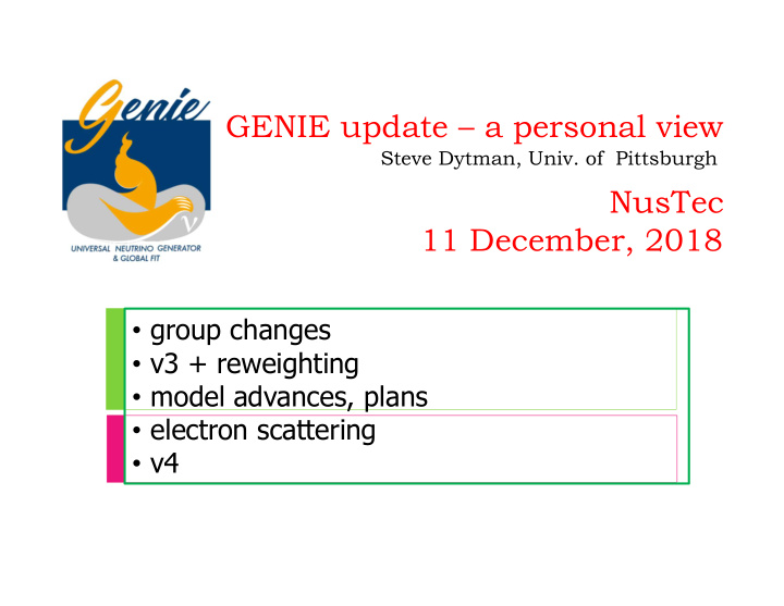 genie update a personal view