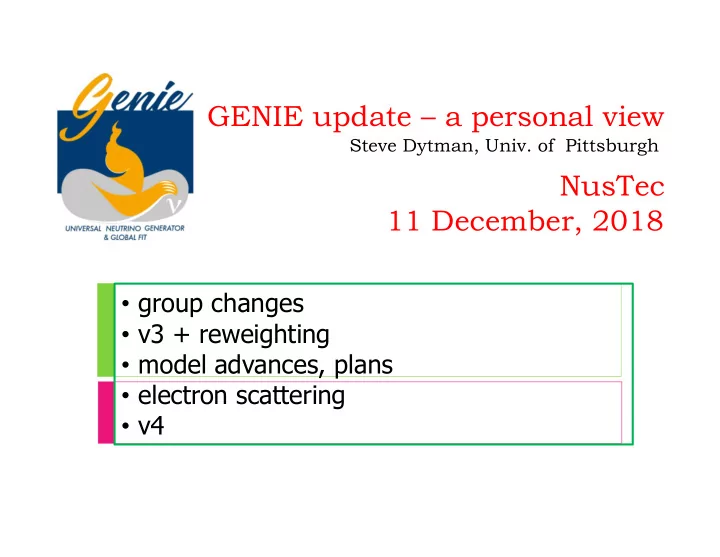 genie update a personal view