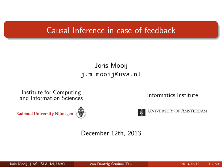 causal inference in case of feedback