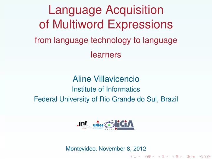 language acquisition of multiword expressions
