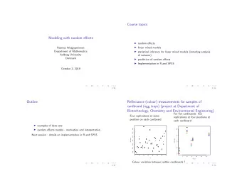 Course topics  Modeling with random effects  random effects  linear mixed models  Rasmus