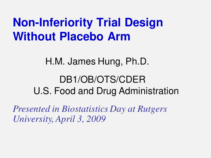 non inferiority trial design without placebo arm
