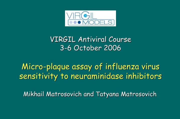 micro plaque assay of influenza virus plaque assay of