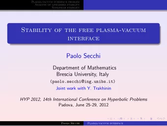 Stability of the free plasma-vacuum  interface  Paolo Secchi  Department of Mathematics  Brescia