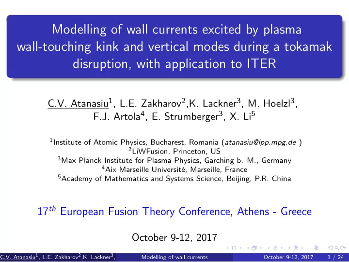 modelling of wall currents excited by plasma wall