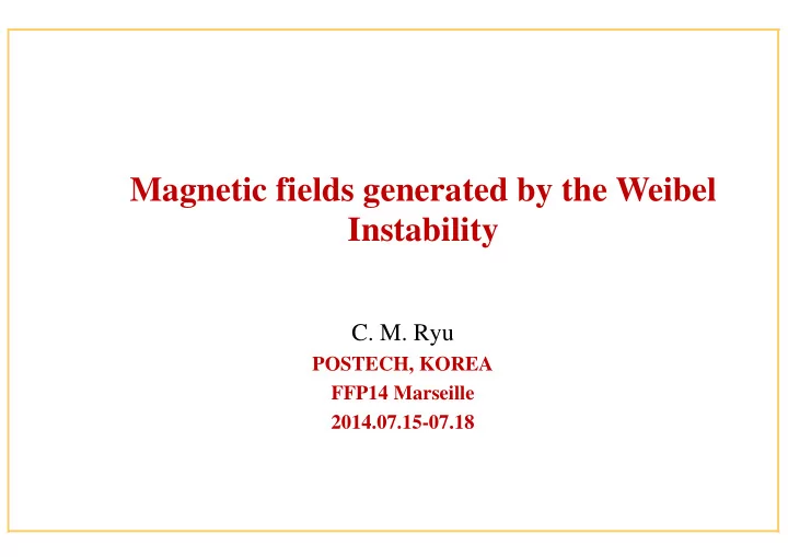 magnetic fields generated by the weibel instability