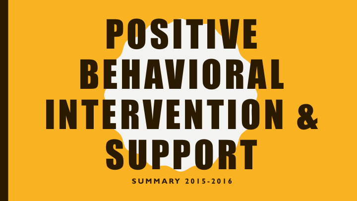 positive behavioral intervention amp support
