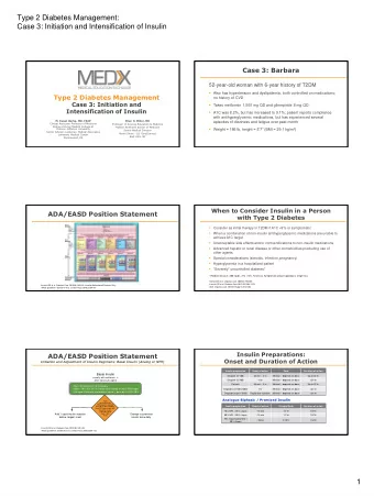 Type 2 Diabetes Management:  Case 3: Initiation and Intensification of Insulin  Case 3: Barbara