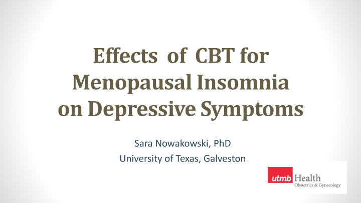 menopausal insomnia on depressive symptoms