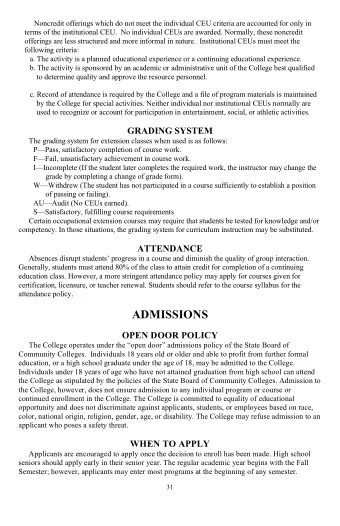 ADMISSIONS OPEN DOOR POLICY  The College operates under the open door admissions policy of