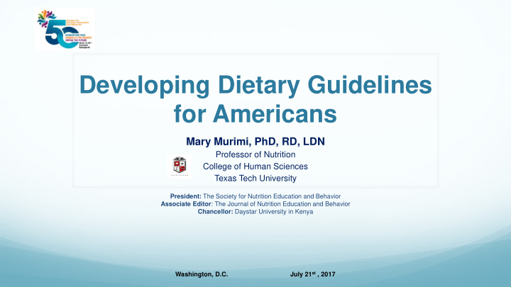 developing dietary guidelines for americans
