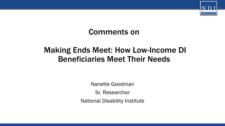 making ends meet how low income di beneficiaries meet