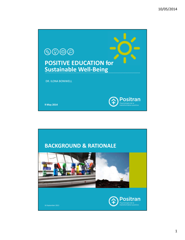 positive education for sustainable well being