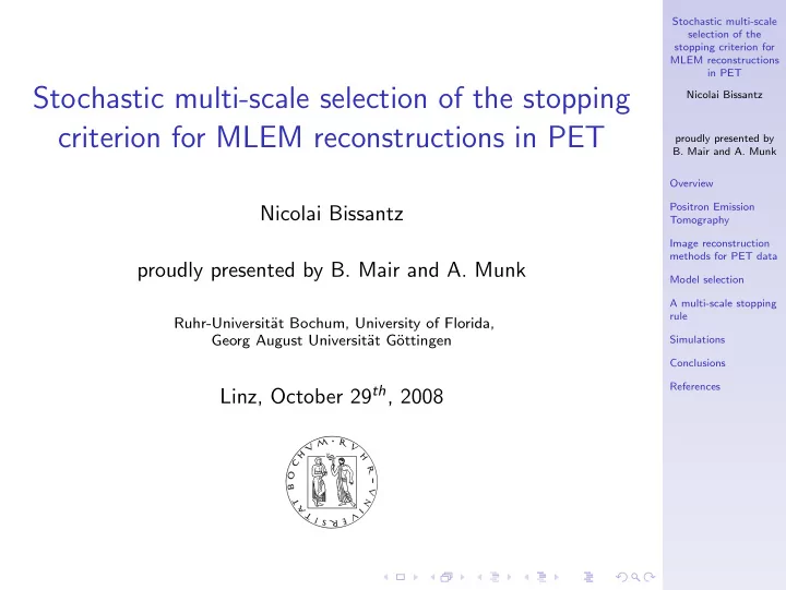 stochastic multi scale selection of the stopping