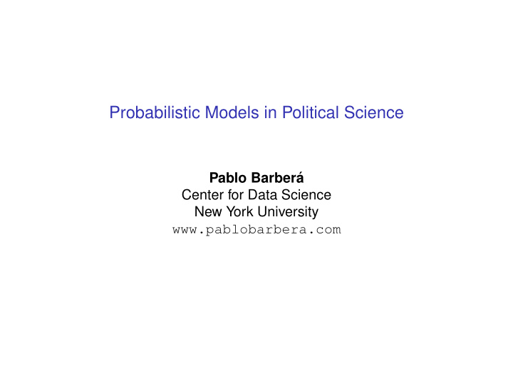 probabilistic models in political science