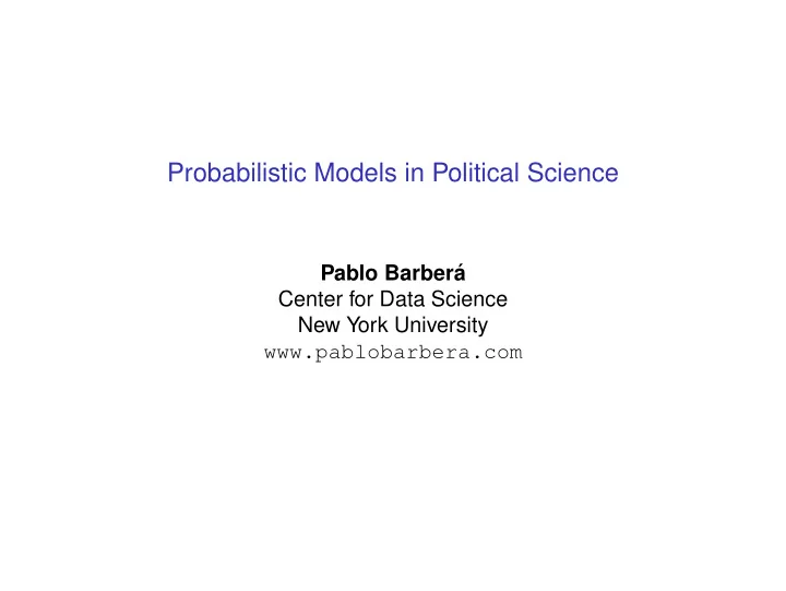 probabilistic models in political science