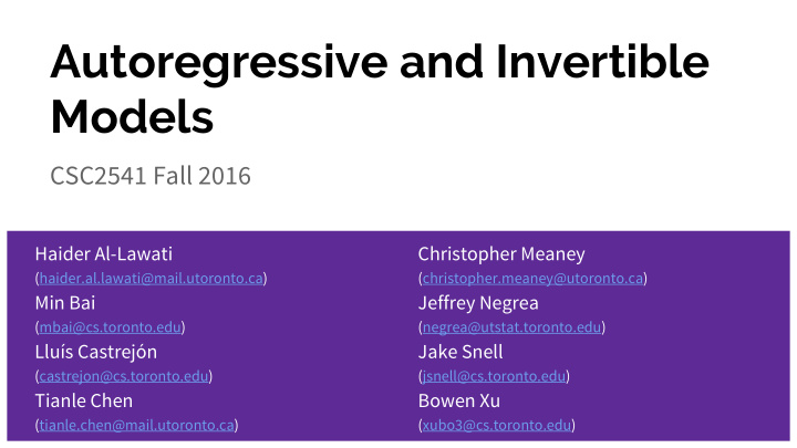 autoregressive and invertible models