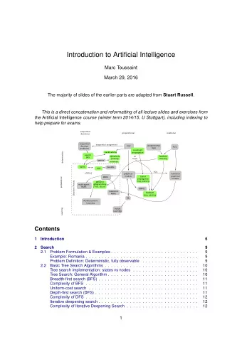 Introduction to Artificial Intelligence  Marc Toussaint  March 29, 2016 The majority of slides of