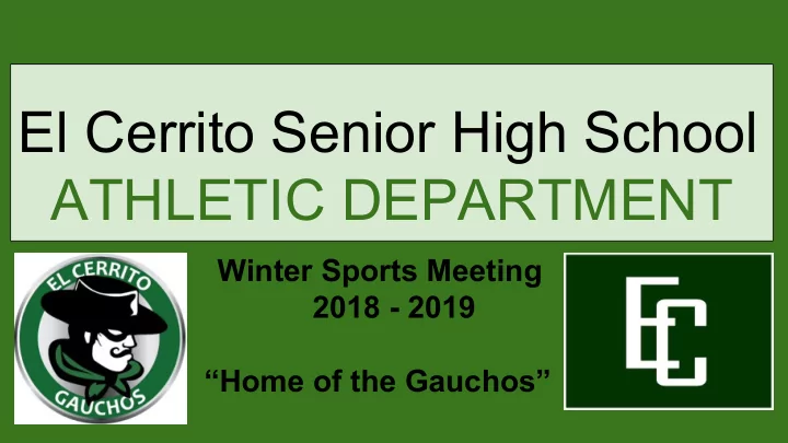 el cerrito senior high school athletic department