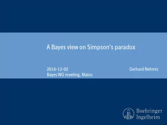 2016-12-02  Gerhard Nehmiz  Bayes WG meeting, Mainz  Overview  (1) Introduction  (a) The nature of