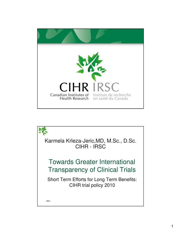 towards greater international transparency of clinical