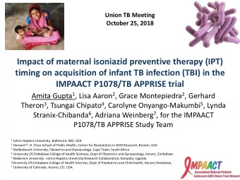 Impact of maternal isoniazid preventive therapy (IPT)  timing on acquisition of infant TB infection