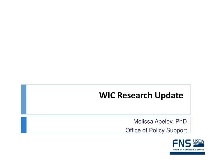 wic research update