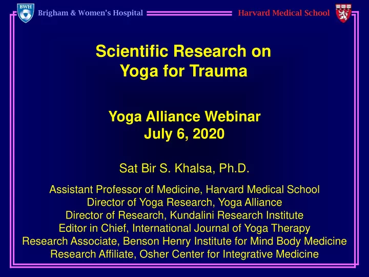 scientific research on yoga for trauma