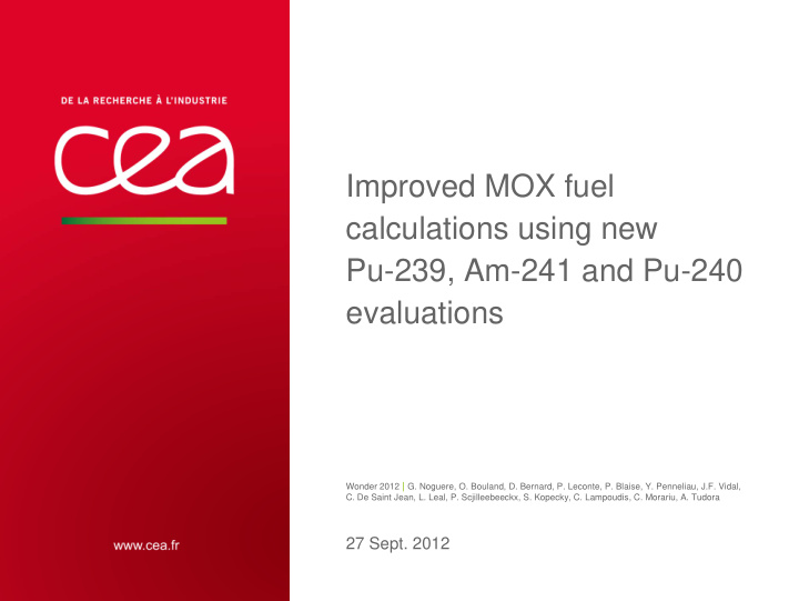 improved mox fuel calculations using new pu 239 am 241