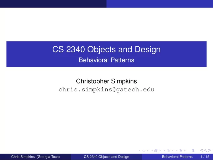 cs 2340 objects and design