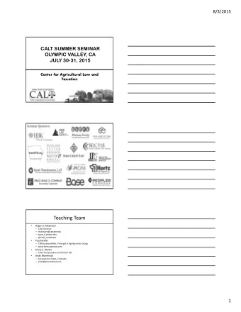 Teaching Team   Roger A. McEowen  CALT Director  mceowen@iastate.edu