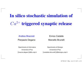 In silico stochastic simulation of Ca 2+ triggered synaptic release  Andrea Bracciali  Enrico