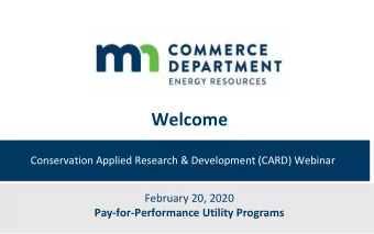 Welcome  Conservation Applied Research &amp; Development (CARD) Webinar  February 20, 2020