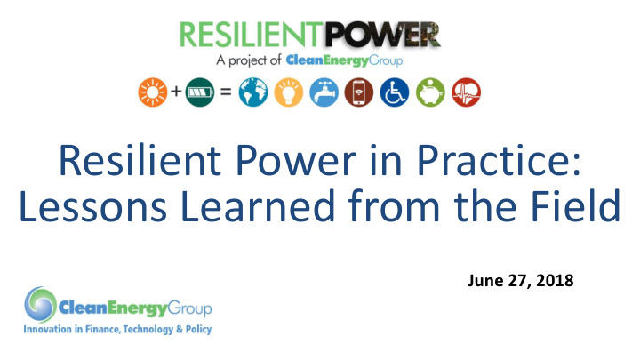 resilient power in practice