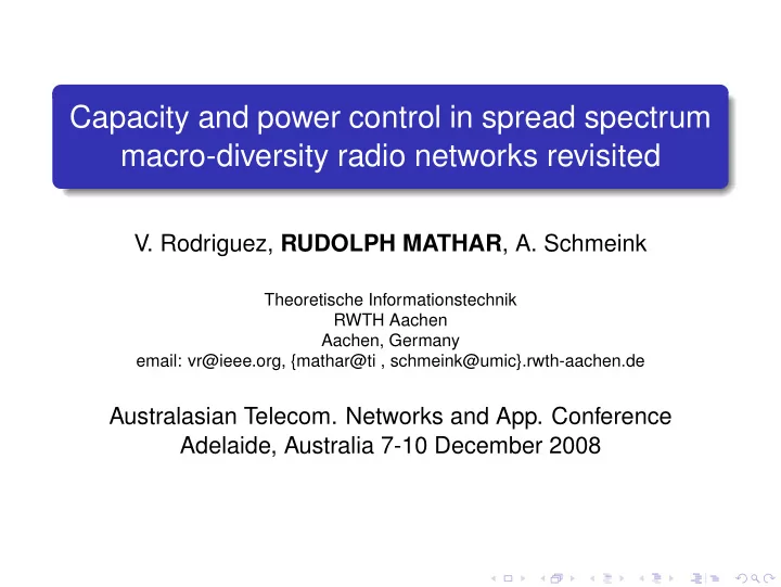 capacity and power control in spread spectrum macro