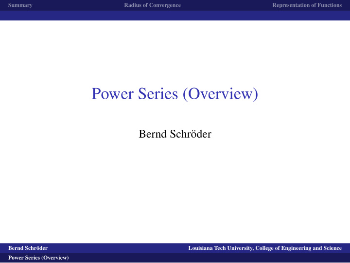 power series overview