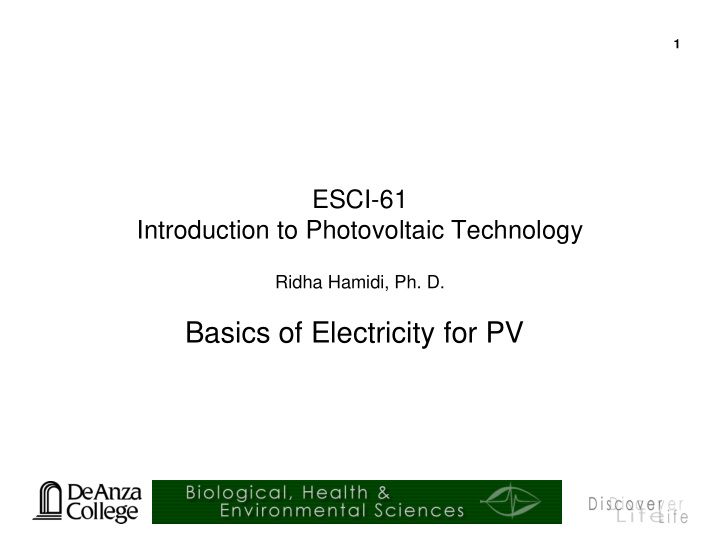 basics of electricity for pv