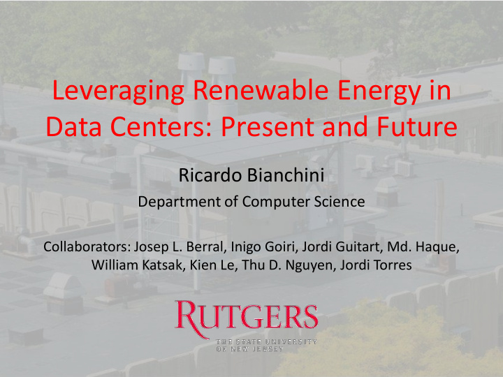 leveraging renewable energy in data centers present and