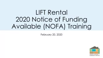 Available (NOFA) Training  February 20, 2020  Agenda  Welcome  Multifamily Energy Program