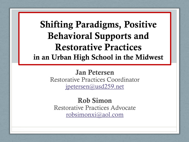 shifting paradigms positive behavioral supports and