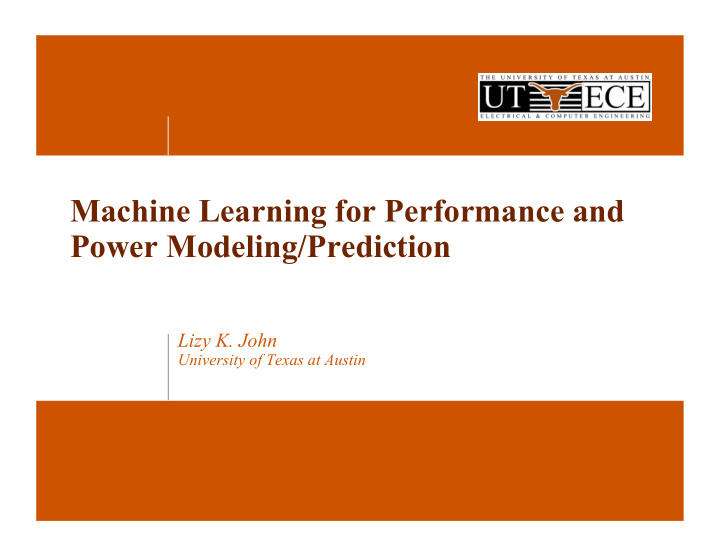 machine learning for performance and power modeling