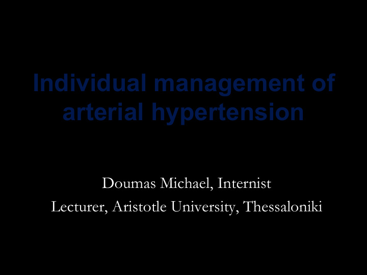 individual management of arterial hypertension