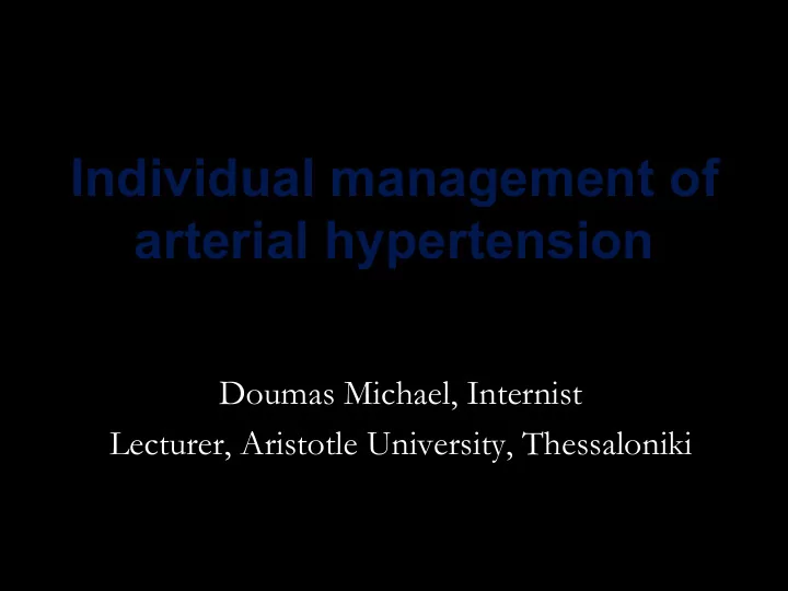individual management of arterial hypertension