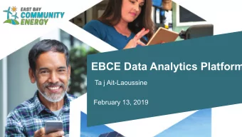 EBCE Data Analytics Platform  Ta j Ait-Laoussine  February 13, 2019  The EBCE Platform in Context