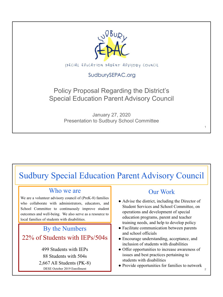 sudbury special education parent advisory council